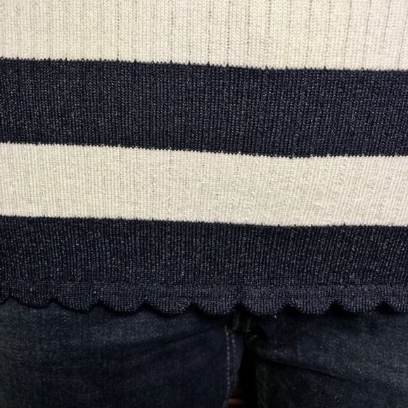 LOFT Scallop Gold Tip Sleeve Stripe Rib Knit Top - Picture 11 of 14